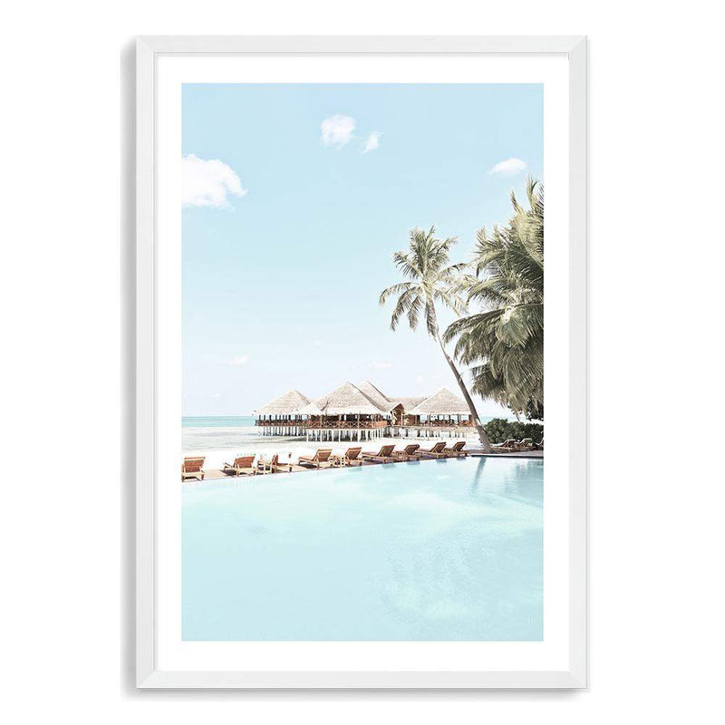 Island Paradise-The Paper Tree-Art_Prints,Artwork,BEACH,beach entrance,beach scene,boho,coastal,COASTAL ART,Designer,hamptons,hut,island,PALM TREE,palm trees,paradise,portrait,premium art print,teal,tropical,wall art,Wall_Art,Wall_Art_Prints