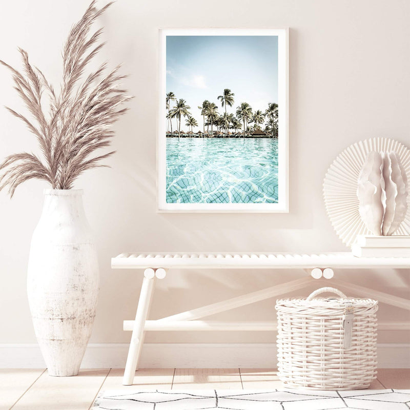 Tropical Island Palms-The Paper Tree-Art_Prints,Artwork,BEACH,beach entrance,beach scene,boho,coastal,COASTAL ART,Designer,hamptons,hut,island,PALM TREE,palm trees,paradise,portrait,premium art print,teal,tropical,wall art,Wall_Art,Wall_Art_Prints