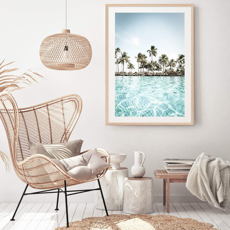 Tropical Island Palms-The Paper Tree-Art_Prints,Artwork,BEACH,beach entrance,beach scene,boho,coastal,COASTAL ART,Designer,hamptons,hut,island,PALM TREE,palm trees,paradise,portrait,premium art print,teal,tropical,wall art,Wall_Art,Wall_Art_Prints