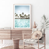 Tropical Island Palms-The Paper Tree-Art_Prints,Artwork,BEACH,beach entrance,beach scene,boho,coastal,COASTAL ART,Designer,hamptons,hut,island,PALM TREE,palm trees,paradise,portrait,premium art print,teal,tropical,wall art,Wall_Art,Wall_Art_Prints