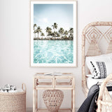 Tropical Island Palms-The Paper Tree-Art_Prints,Artwork,BEACH,beach entrance,beach scene,boho,coastal,COASTAL ART,Designer,hamptons,hut,island,PALM TREE,palm trees,paradise,portrait,premium art print,teal,tropical,wall art,Wall_Art,Wall_Art_Prints