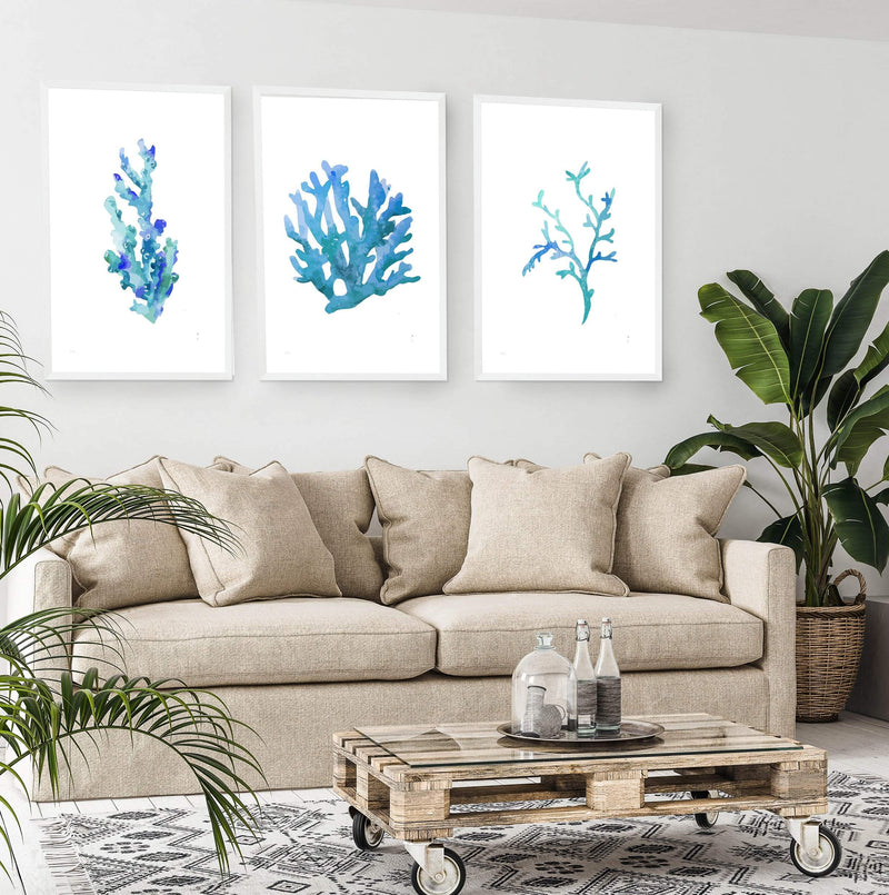 Blue Coral IIIIII-The Paper Tree-Art_Prints,Artwork,BEACH,blue,blue coral,coastal,COASTAL ART,coral,Designer,hamptons,portrait,premium art print,wall art,Wall_Art,Wall_Art_Prints