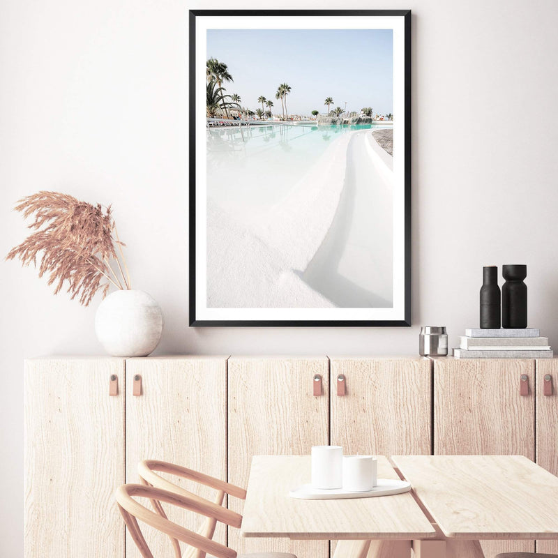 Tropical Island Resort-The Paper Tree-Art_Prints,Artwork,BEACH,beach entrance,beach scene,boho,coastal,COASTAL ART,Designer,hamptons,hut,island,PALM TREE,palm trees,paradise,portrait,premium art print,teal,tropical,wall art,Wall_Art,Wall_Art_Prints