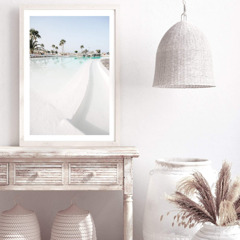 Tropical Island Resort-The Paper Tree-Art_Prints,Artwork,BEACH,beach entrance,beach scene,boho,coastal,COASTAL ART,Designer,hamptons,hut,island,PALM TREE,palm trees,paradise,portrait,premium art print,teal,tropical,wall art,Wall_Art,Wall_Art_Prints