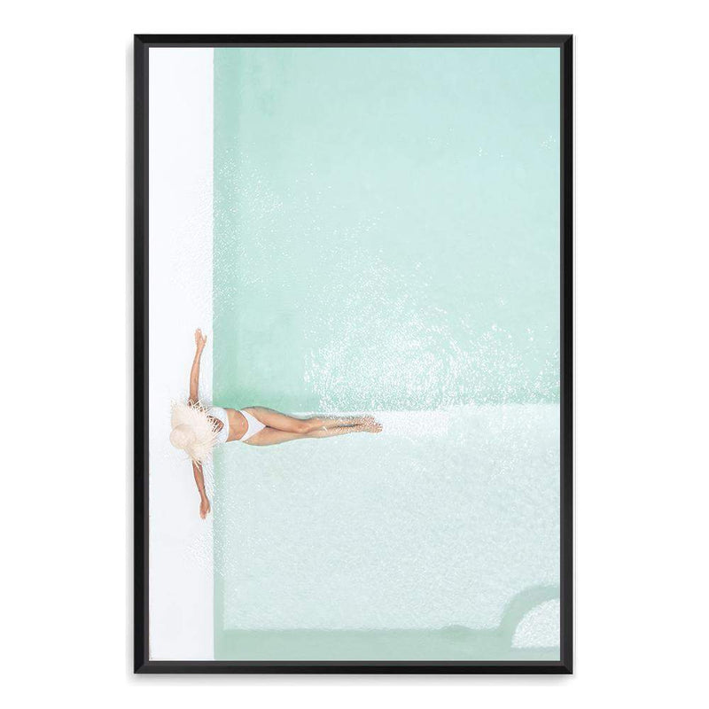 Poolside Summer-The Paper Tree-Art_Prints,Artwork,BEACH,beach entrance,beach scene,coastal,COASTAL ART,Designer,escape,hamptons,hat,holiday,palm trees,paradise,pool,portrait,premium art print,summer,teal,tropical,wall art,Wall_Art,Wall_Art_Prints,woman