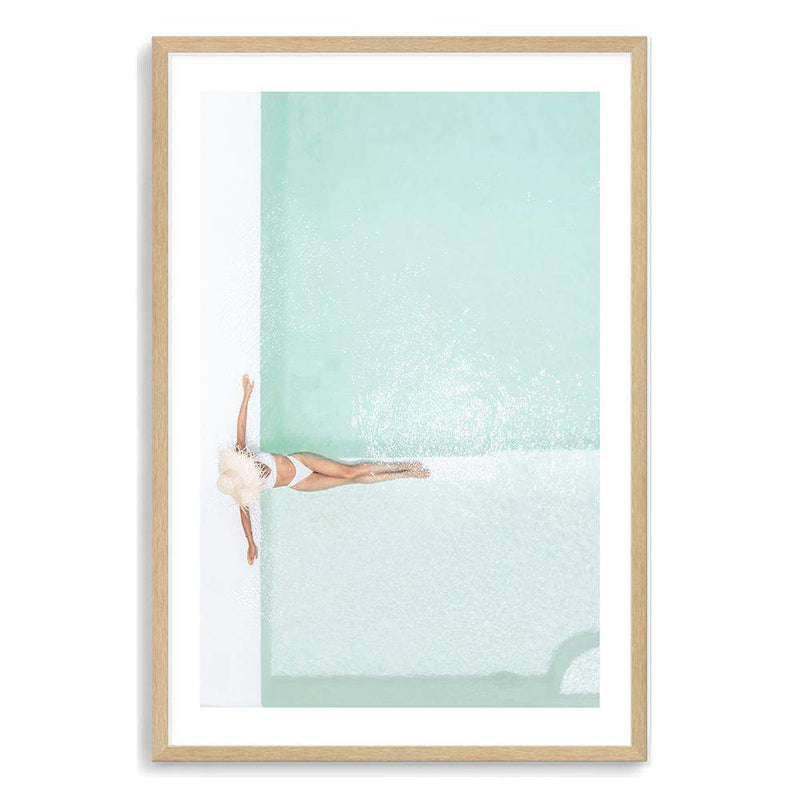 Poolside Summer-The Paper Tree-Art_Prints,Artwork,BEACH,beach entrance,beach scene,coastal,COASTAL ART,Designer,escape,hamptons,hat,holiday,palm trees,paradise,pool,portrait,premium art print,summer,teal,tropical,wall art,Wall_Art,Wall_Art_Prints,woman