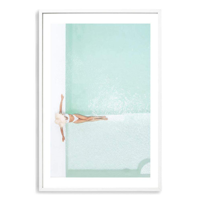 Poolside Summer-The Paper Tree-Art_Prints,Artwork,BEACH,beach entrance,beach scene,coastal,COASTAL ART,Designer,escape,hamptons,hat,holiday,palm trees,paradise,pool,portrait,premium art print,summer,teal,tropical,wall art,Wall_Art,Wall_Art_Prints,woman