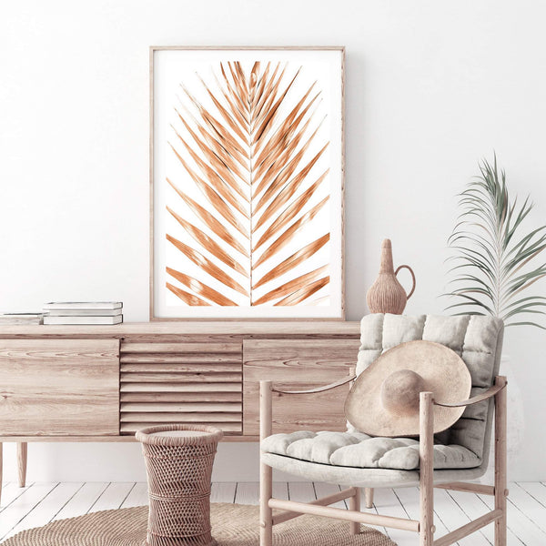 Golden Palm Leaf-The Paper Tree-bohemian,boho,dried,dried palm,gold,golden,neutral,original,palm frond,palm leaf,portrait,premium art print,scandi,wall art,Wall_Art,Wall_Art_Prints