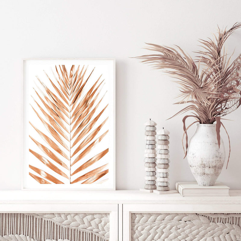 Golden Palm Leaf-The Paper Tree-bohemian,boho,dried,dried palm,gold,golden,neutral,original,palm frond,palm leaf,portrait,premium art print,scandi,wall art,Wall_Art,Wall_Art_Prints