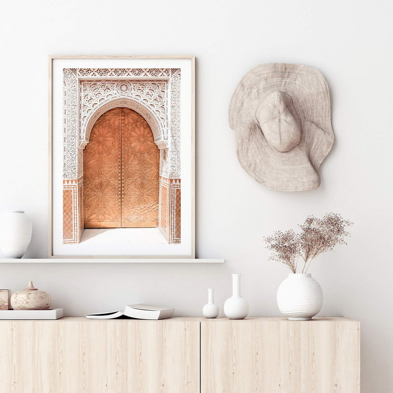 Gold Moroccan Door-The Paper Tree-arch,arch door,arches,architecture,boho,gold,gold door,golden,moroccan,moroccan arch,morocco,orange,premium art print,TEMPLE,wall art,Wall_Art,Wall_Art_Prints