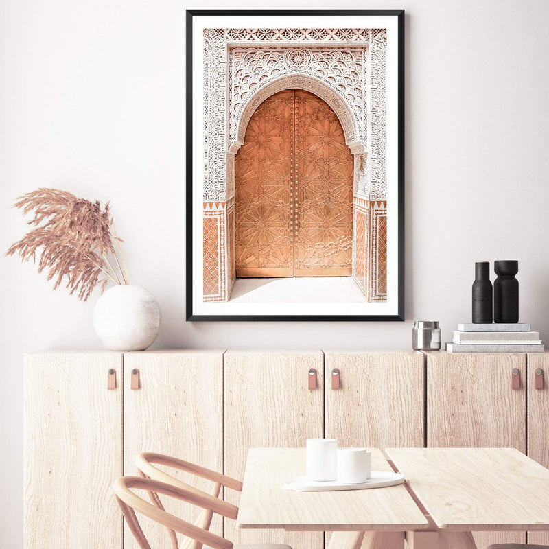 Gold Moroccan Door-The Paper Tree-arch,arch door,arches,architecture,boho,gold,gold door,golden,moroccan,moroccan arch,morocco,orange,premium art print,TEMPLE,wall art,Wall_Art,Wall_Art_Prints