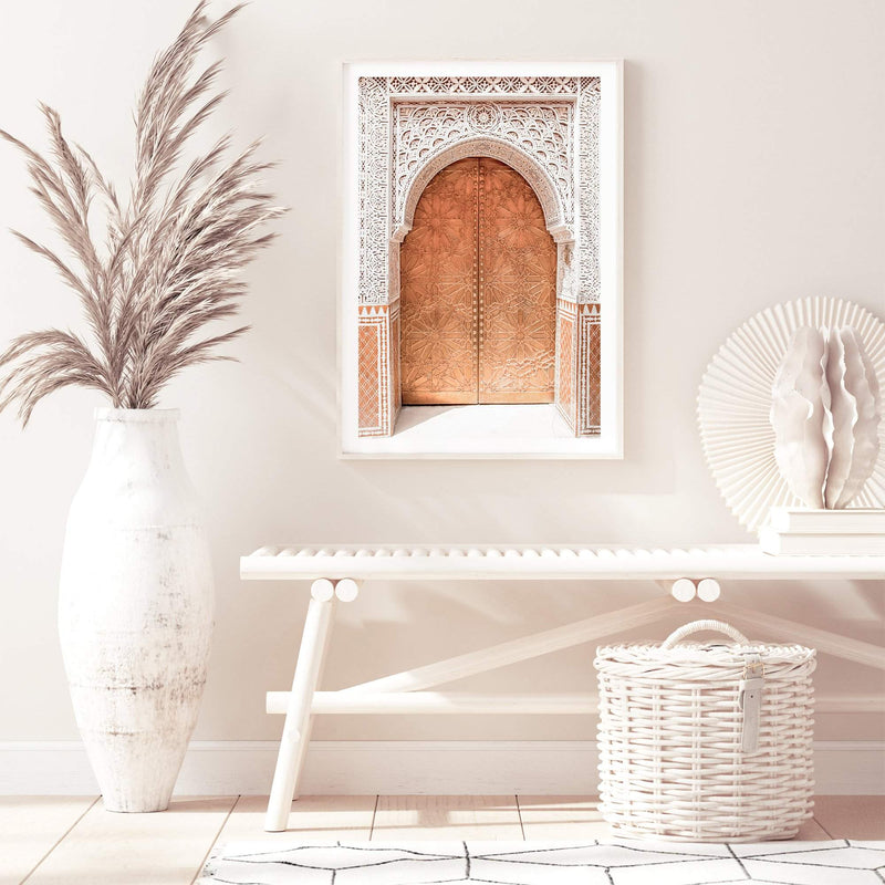 Gold Moroccan Door-The Paper Tree-arch,arch door,arches,architecture,boho,gold,gold door,golden,moroccan,moroccan arch,morocco,orange,premium art print,TEMPLE,wall art,Wall_Art,Wall_Art_Prints