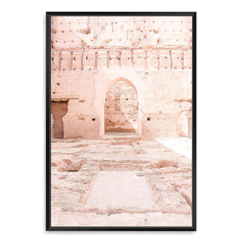 Moroccan Arch Door-The Paper Tree-arch,arches,architecture,boho,moroccan,morocco,orange,pastel,pastel pink,peach,pink,pots,premium art print,tan,temple,wall art,Wall_Art,Wall_Art_Prints