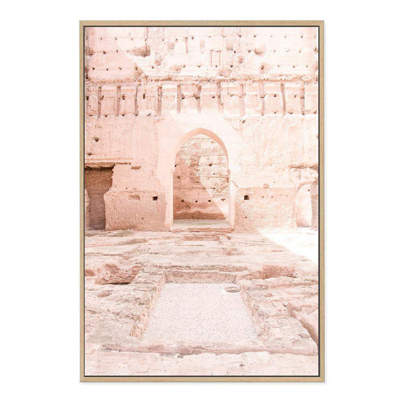 Moroccan Arch Door-The Paper Tree-arch,arches,architecture,boho,moroccan,morocco,orange,pastel,pastel pink,peach,pink,pots,premium art print,tan,temple,wall art,Wall_Art,Wall_Art_Prints