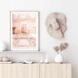 Moroccan Arch Door-The Paper Tree-arch,arches,architecture,boho,moroccan,morocco,orange,pastel,pastel pink,peach,pink,pots,premium art print,tan,temple,wall art,Wall_Art,Wall_Art_Prints