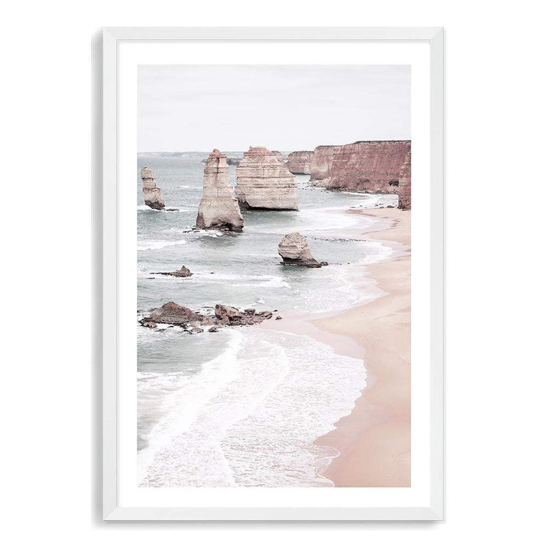 The Great Ocean Road-The Paper Tree-Art_Prints,Artwork,australian art,australian beach,australian coastline,australian landscape,BEACH,boho,coastal,COASTAL ART,Designer,great ocean road,hamptons,landscape,muted tone,neutral,ocean,pastel,pastel pink,peach,pink,portrait,premium art print,rock formation,rocks,travel,wall art,Wall_Art,Wall_Art_Prints,waves