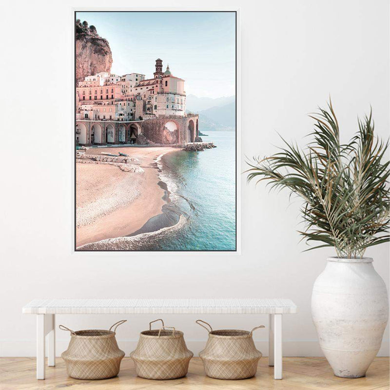 Amalfi Coast-The Paper Tree-amailfi coastline,amalfi,amalfi coast,Art_Prints,Artwork,BEACH,blue,boho,coastal,COASTAL ART,destination,Italy,pastel,pink,portrait,premium art print,seascape,teal,wall art,wall art print,wall art prints,Wall_Art,Wall_Art_Prints