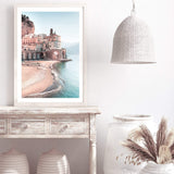 Amalfi Coast-The Paper Tree-amailfi coastline,amalfi,amalfi coast,Art_Prints,Artwork,BEACH,blue,boho,coastal,COASTAL ART,destination,Italy,pastel,pink,portrait,premium art print,seascape,teal,wall art,wall art print,wall art prints,Wall_Art,Wall_Art_Prints