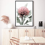 Australian Native Waratah Flower-The Paper Tree-australia,australian,australian native,australiana,floral,flower,flowers,green,muted tone,native,portrait,premium art print,red,wall art,Wall_Art,Wall_Art_Prints,waratah,waratah flower