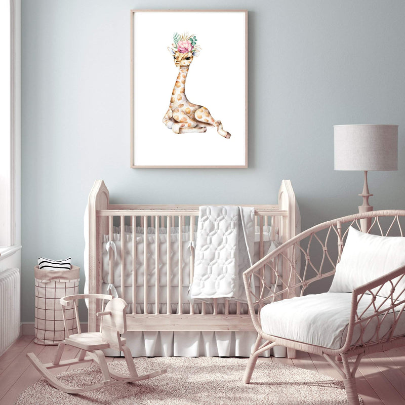 Baby Giraffe-The Paper Tree-africa,AFRICAN ANIMAL,African animals,animal,Artwork,BABY GIRAFFE,giraffe,nursery,orange,portrait,premium art print,wall art,Wall_Art,Wall_Art_Prints,WATERCOLOR,watercolour,watercolour giraffe