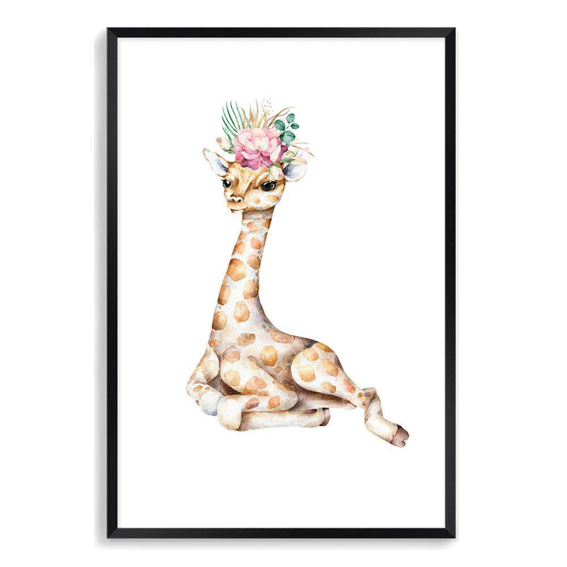 Baby Giraffe-The Paper Tree-africa,AFRICAN ANIMAL,African animals,animal,Artwork,BABY GIRAFFE,giraffe,nursery,orange,portrait,premium art print,wall art,Wall_Art,Wall_Art_Prints,WATERCOLOR,watercolour,watercolour giraffe