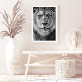 Leo The Lion II-The Paper Tree-africa,african,african animal,African animals,animals,Art_Prints,Artwork,black,black & white,black and white,boho,Designer,hand painted,leo,lion,monochrome,portrait,premium art print,wall art,Wall_Art,Wall_Art_Prints