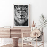 Leo The Lion II-The Paper Tree-africa,african,african animal,African animals,animals,Art_Prints,Artwork,black,black & white,black and white,boho,Designer,hand painted,leo,lion,monochrome,portrait,premium art print,wall art,Wall_Art,Wall_Art_Prints