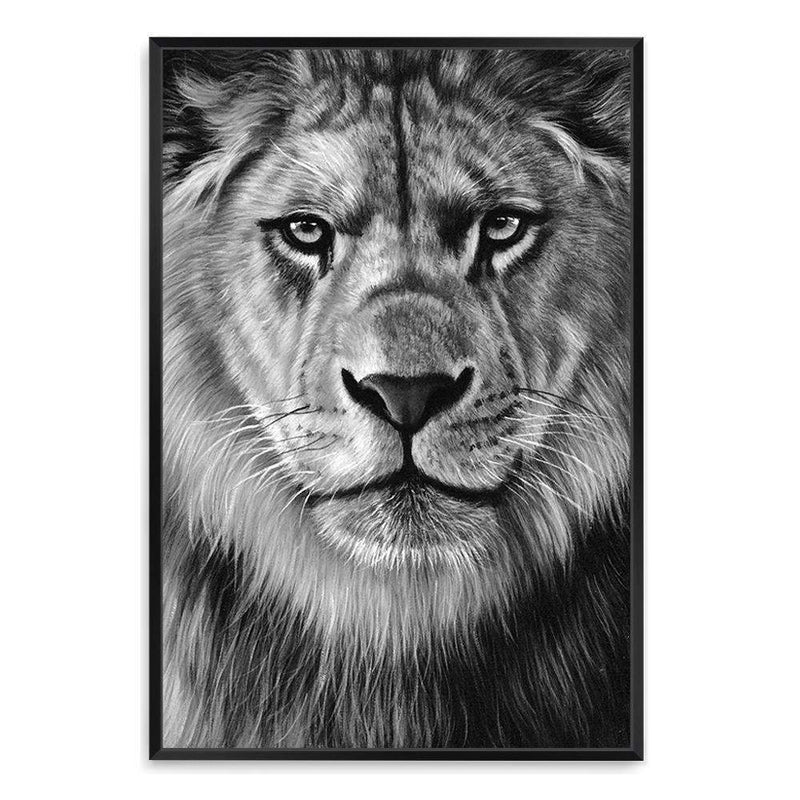 Leo The Lion II-The Paper Tree-africa,african,african animal,African animals,animals,Art_Prints,Artwork,black,black & white,black and white,boho,Designer,hand painted,leo,lion,monochrome,portrait,premium art print,wall art,Wall_Art,Wall_Art_Prints