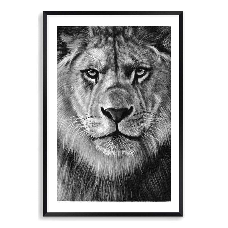 Leo The Lion II-The Paper Tree-africa,african,african animal,African animals,animals,Art_Prints,Artwork,black,black & white,black and white,boho,Designer,hand painted,leo,lion,monochrome,portrait,premium art print,wall art,Wall_Art,Wall_Art_Prints