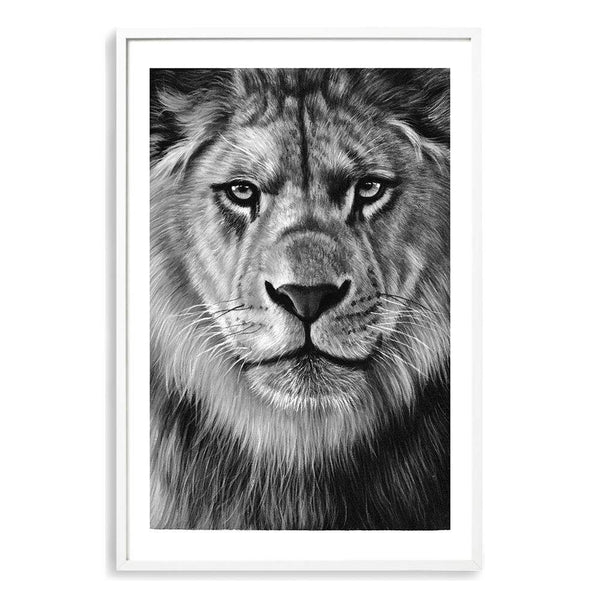 Leo The Lion II-The Paper Tree-africa,african,african animal,African animals,animals,Art_Prints,Artwork,black,black & white,black and white,boho,Designer,hand painted,leo,lion,monochrome,portrait,premium art print,wall art,Wall_Art,Wall_Art_Prints