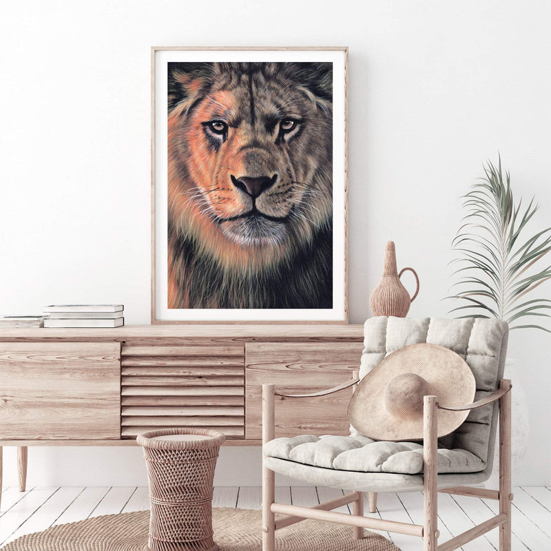 Leo The Lion-The Paper Tree-africa,african,Art_Prints,Artwork,boho,Designer,hand painted,leo,lion,orange,painted,portrait,premium art print,TAN,wall art,Wall_Art,Wall_Art_Prints