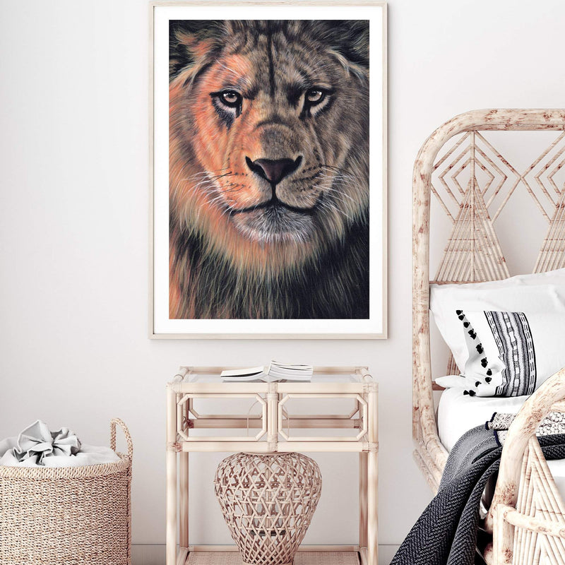 Leo The Lion-The Paper Tree-africa,african,Art_Prints,Artwork,boho,Designer,hand painted,leo,lion,orange,painted,portrait,premium art print,TAN,wall art,Wall_Art,Wall_Art_Prints