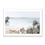 Australian Surf Beach II-The Paper Tree-Art_Prints,Artwork,australia,australian,australian art,australian landscape,BEACH,beach scene,blue,boho,byron bay,coastal,COASTAL ART,Designer,green,hamptons,landscape,muted tone,pandanus,pandanus tree,premium art print,surfers,teal,travel,wall art,Wall_Art,Wall_Art_Prints,wategos,wategos beach