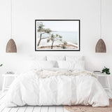 Australian Surf Beach-The Paper Tree-Art_Prints,Artwork,australia,australian,australian art,australian landscape,BEACH,beach scene,blue,boho,byron bay,coastal,COASTAL ART,Designer,green,hamptons,landscape,muted tone,pandanus,pandanus tree,premium art print,surfers,teal,travel,wall art,Wall_Art,Wall_Art_Prints,wategos,wategos beach