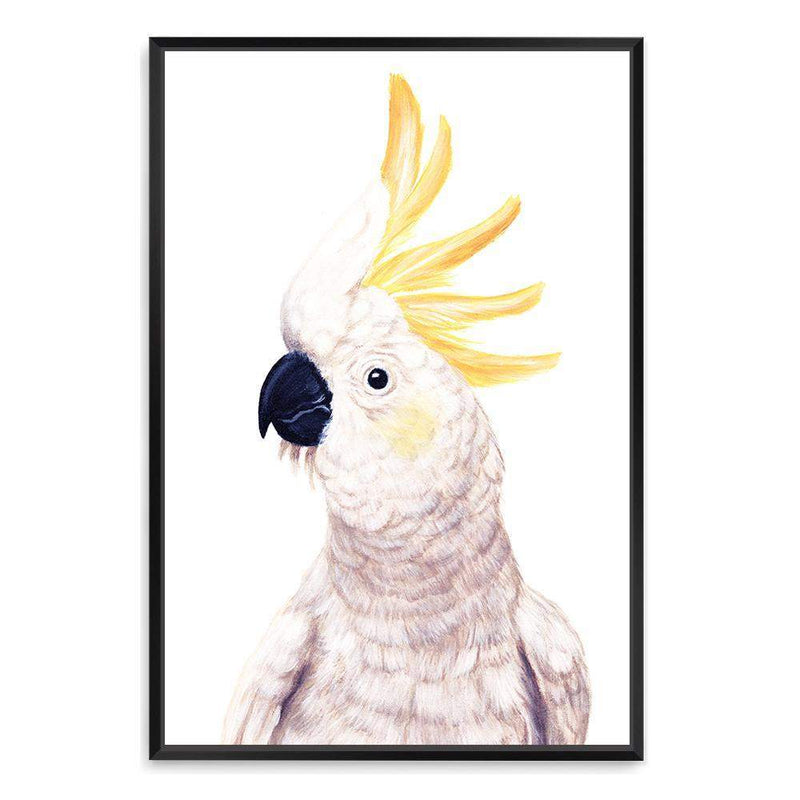 Cassidy The Cockatoo-The Paper Tree-animal,australia,australian,australiana,beach,bird,boho,cockatoo,feathers,neutral,painted,painted print,parrot,portrait,premium art print,wall art,Wall_Art,Wall_Art_Prints,white,yellow