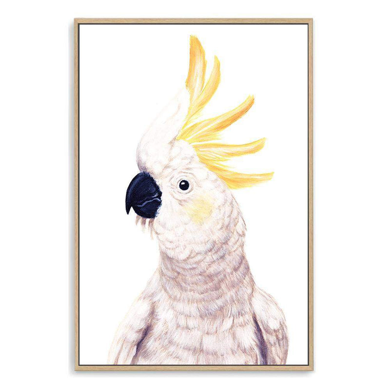 Cassidy The Cockatoo-The Paper Tree-animal,australia,australian,australiana,beach,bird,boho,cockatoo,feathers,neutral,painted,painted print,parrot,portrait,premium art print,wall art,Wall_Art,Wall_Art_Prints,white,yellow