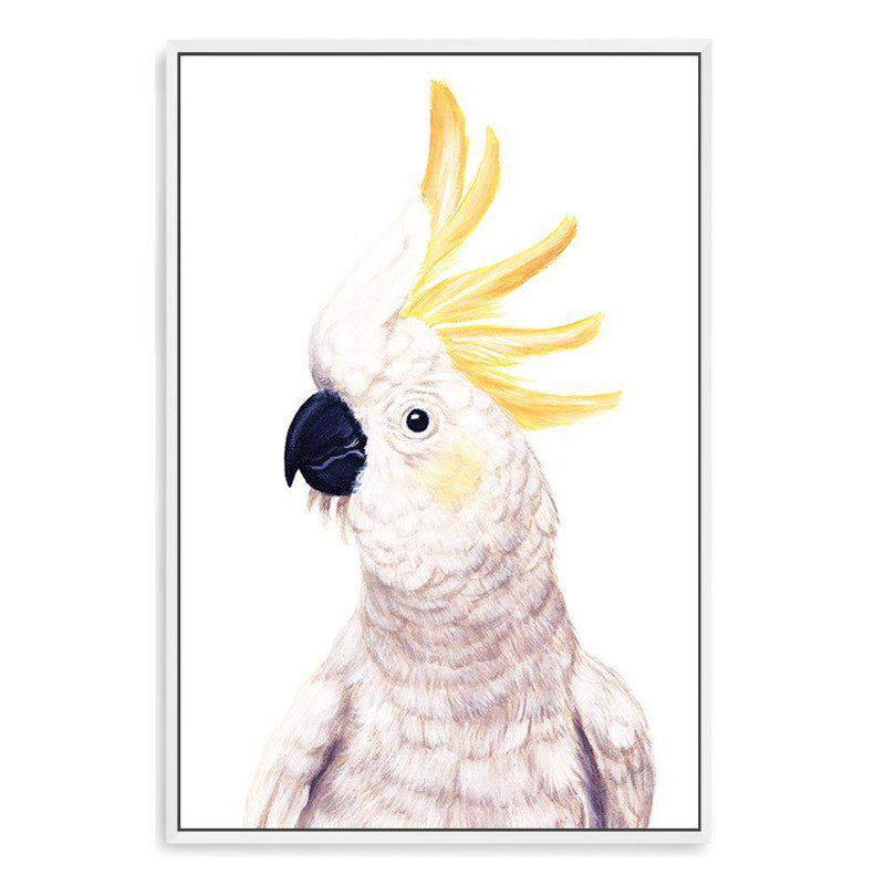 Cassidy The Cockatoo-The Paper Tree-animal,australia,australian,australiana,beach,bird,boho,cockatoo,feathers,neutral,painted,painted print,parrot,portrait,premium art print,wall art,Wall_Art,Wall_Art_Prints,white,yellow