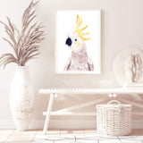 Cassidy The Cockatoo-The Paper Tree-animal,australia,australian,australiana,beach,bird,boho,cockatoo,feathers,neutral,painted,painted print,parrot,portrait,premium art print,wall art,Wall_Art,Wall_Art_Prints,white,yellow