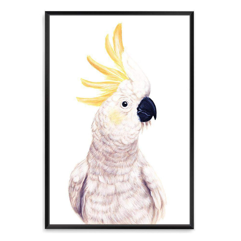 Cassidy The Cockatoo II-The Paper Tree-animal,australia,australian,australiana,bird,boho,cockatoo,feathers,hand painted,neutral,painted,parrot,portrait,premium art print,wall art,Wall_Art,Wall_Art_Prints,white,yellow