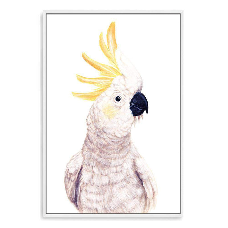 Cassidy The Cockatoo II-The Paper Tree-animal,australia,australian,australiana,bird,boho,cockatoo,feathers,hand painted,neutral,painted,parrot,portrait,premium art print,wall art,Wall_Art,Wall_Art_Prints,white,yellow