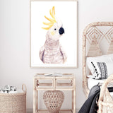 Cassidy The Cockatoo II-The Paper Tree-animal,australia,australian,australiana,bird,boho,cockatoo,feathers,hand painted,neutral,painted,parrot,portrait,premium art print,wall art,Wall_Art,Wall_Art_Prints,white,yellow