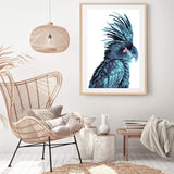 The Palm Cockatoo-The Paper Tree-Artwork,BIRD,Birds,blue bird,blue parrot,cockatiel,cockatoo,colourful Bird,hamptons,painted bird,parrot,parrots,portrait,premium art print,wall art,Wall_Art,Wall_Art_Prints