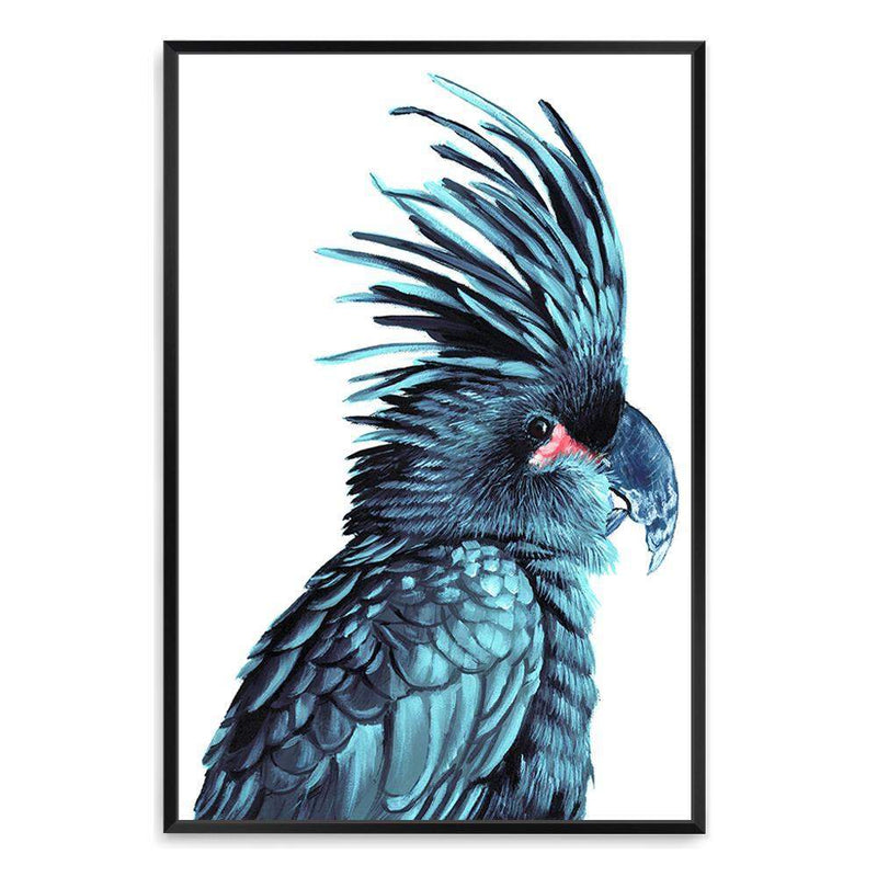 The Palm Cockatoo-The Paper Tree-Artwork,BIRD,Birds,blue bird,blue parrot,cockatiel,cockatoo,colourful Bird,hamptons,painted bird,parrot,parrots,portrait,premium art print,wall art,Wall_Art,Wall_Art_Prints