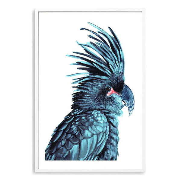 The Palm Cockatoo-The Paper Tree-Artwork,BIRD,Birds,blue bird,blue parrot,cockatiel,cockatoo,colourful Bird,hamptons,painted bird,parrot,parrots,portrait,premium art print,wall art,Wall_Art,Wall_Art_Prints