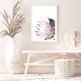 Dusty Pink Protea-The Paper Tree-dusty pink,floral,floral artwork,flower,flowers,green,pink,pink flower,pink protea,portrait,protea,protea art,protea artwork,protea flower,protea flowers,wall art,Wall_Art,Wall_Art_Prints