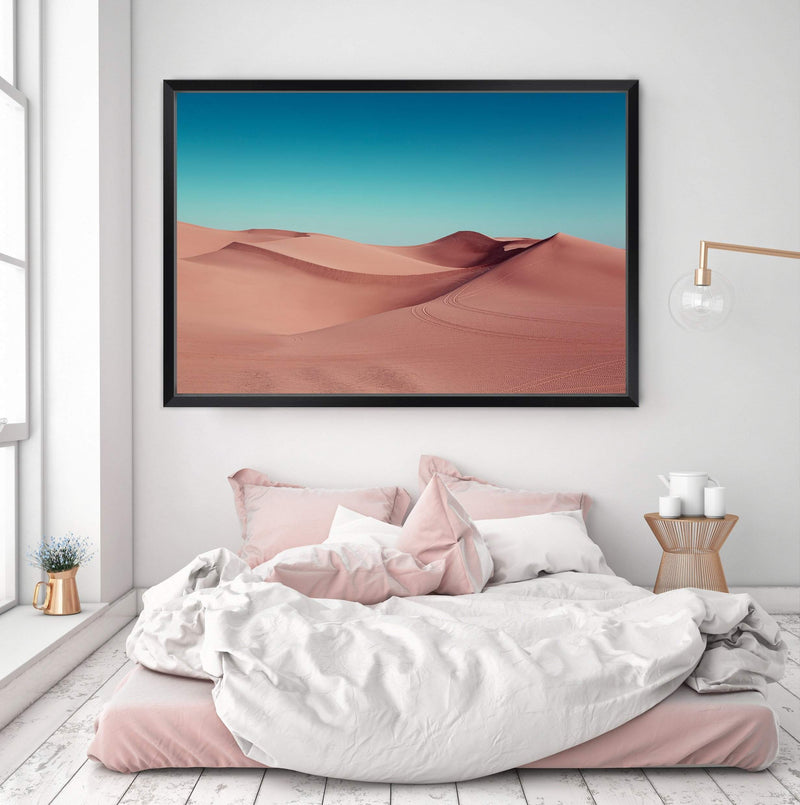 Desert Sand Dunes-The Paper Tree-Art_Prints,Artwork,blue,boho,burnt orange,Californian desert,desert,Designer,horizon,landscape,moroccan,moroccan desert,morocco,orange,premium art print,sand dunes,TAN,wall art,Wall_Art,Wall_Art_Prints