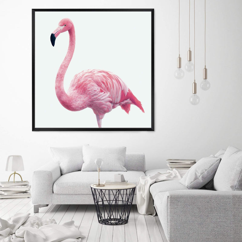 Painted Flamingo Square-The Paper Tree-Art Print,art prints,Artwork,bird,boho,feathers,flamingo,miami,paint,painted,PAINTED FLAMINGO,palm springs,pink,pink bird,premium art print,square,tropical,wall art,Wall_Art,Wall_Art_Prints