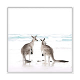 Kangaroo's On The Beach Square II-The Paper Tree-animal,Art Print,art prints,Artwork,australia,australian,australian native,australiana,beach,boho,coastal,framed,hamptons,kangaroo,kangaroo's,Muted Tone,native,neutral,ocean,premium art print,square,wall art,Wall_Art,Wall_Art_Prints,waves,white