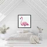 Painted Flamingo Square-The Paper Tree-Art Print,art prints,Artwork,bird,boho,feathers,flamingo,miami,paint,painted,PAINTED FLAMINGO,palm springs,pink,pink bird,premium art print,square,tropical,wall art,Wall_Art,Wall_Art_Prints