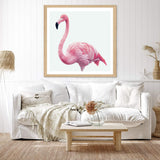 Painted Flamingo Square-The Paper Tree-Art Print,art prints,Artwork,bird,boho,feathers,flamingo,miami,paint,painted,PAINTED FLAMINGO,palm springs,pink,pink bird,premium art print,square,tropical,wall art,Wall_Art,Wall_Art_Prints